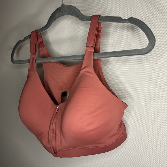 Old Navy Active Go Dry Zip Front Sports Bra 36C Coral Pink Full Support‎ Women - Picture 3 of 9
